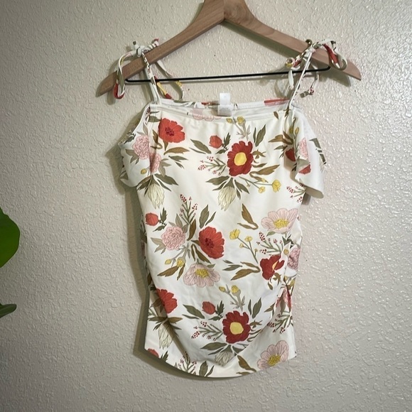 Lime Ricki cold shoulder tie straps tankini - Picture 1 of 9